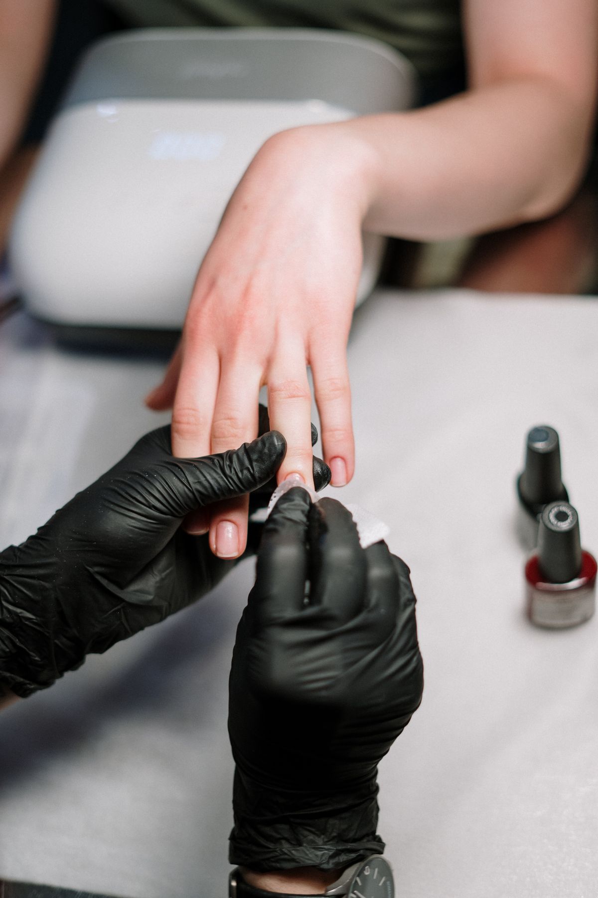 Manicure in progress at East Nails & Spa